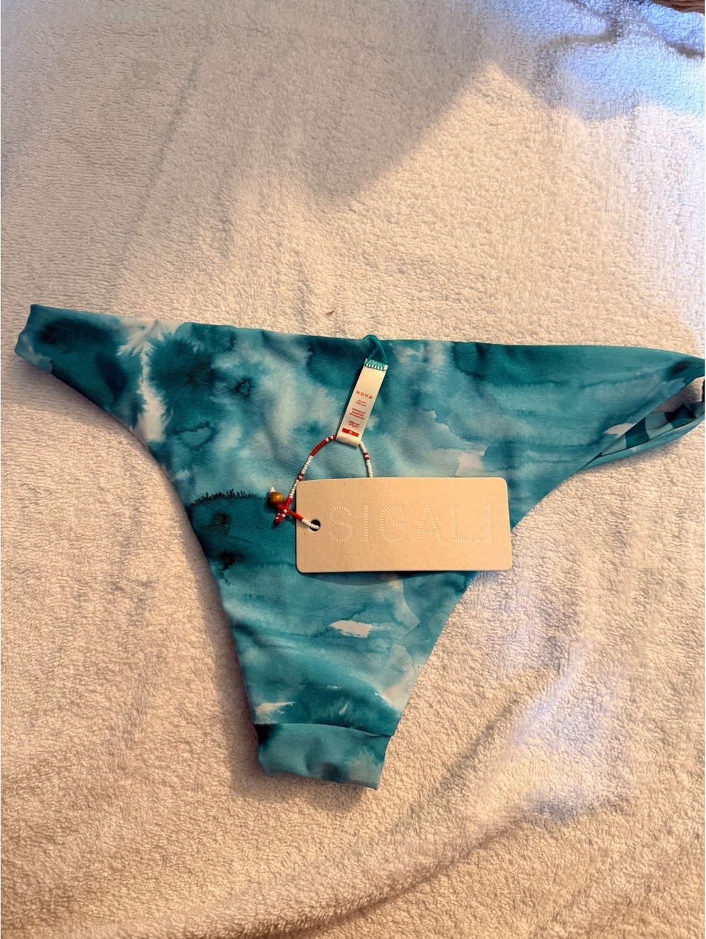 SIGAL Reversible Blue Tie-Dye and Striped Bikini Bottom Size M